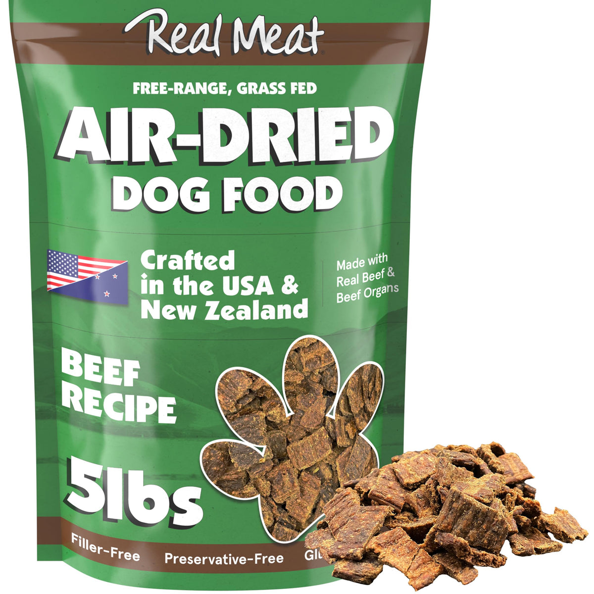 TRMC Real Meat air-dried beef bowl—protein-rich meal for dogs.