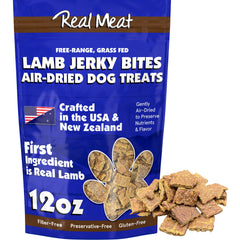 TRMC Real Meat Dog Treats bag 12oz highlights premium lamb for rewarding training sessions.