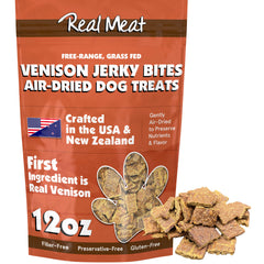 TRMC Real Meat Dog Treats venison bag highlights premium packaging for training rewards