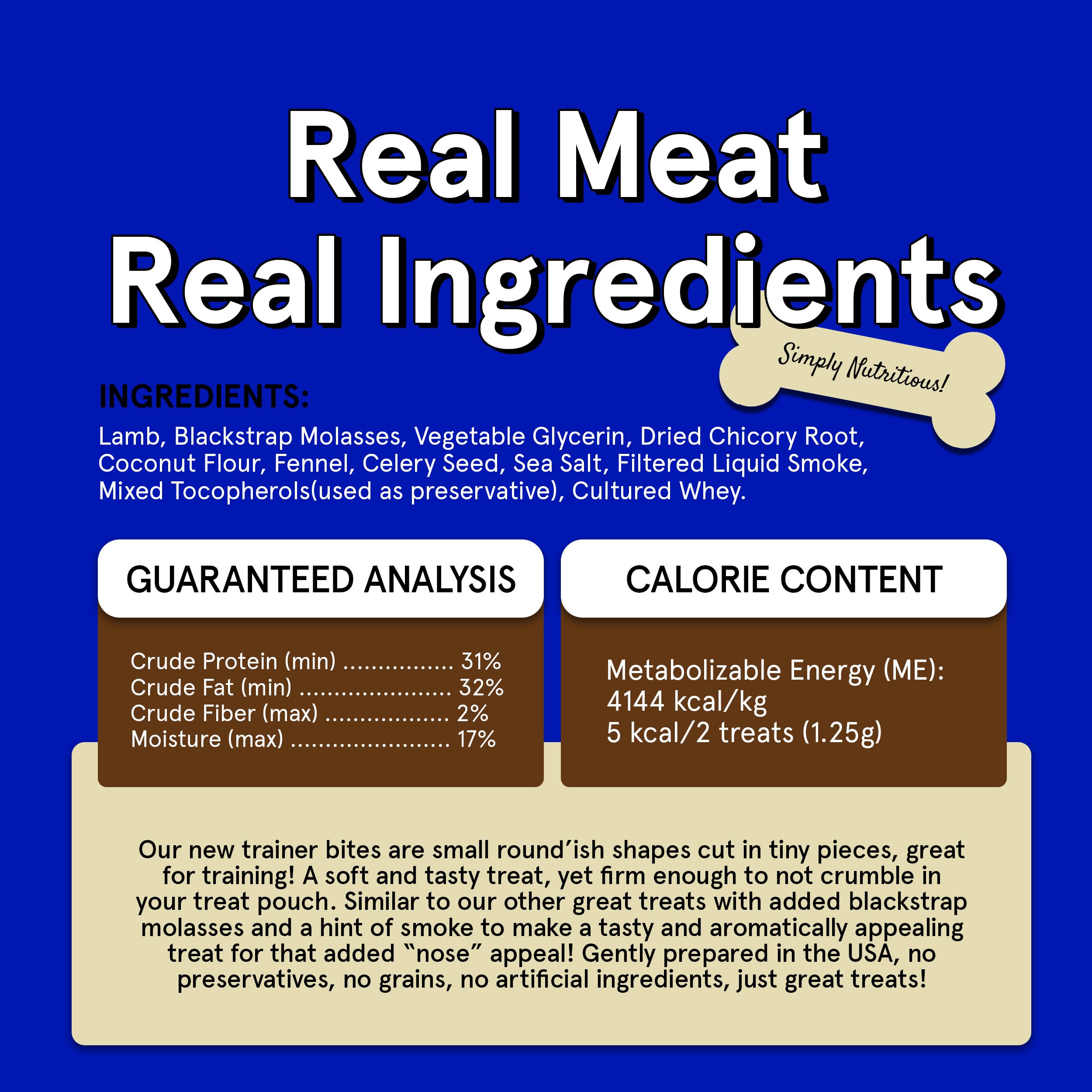 TRMC Real Meat Tiny Trainer Bites grain-free formula benefits dogs with allergies.