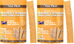 TRMC real meat venison and chicken jerky dog treats—premium protein for active dogs.