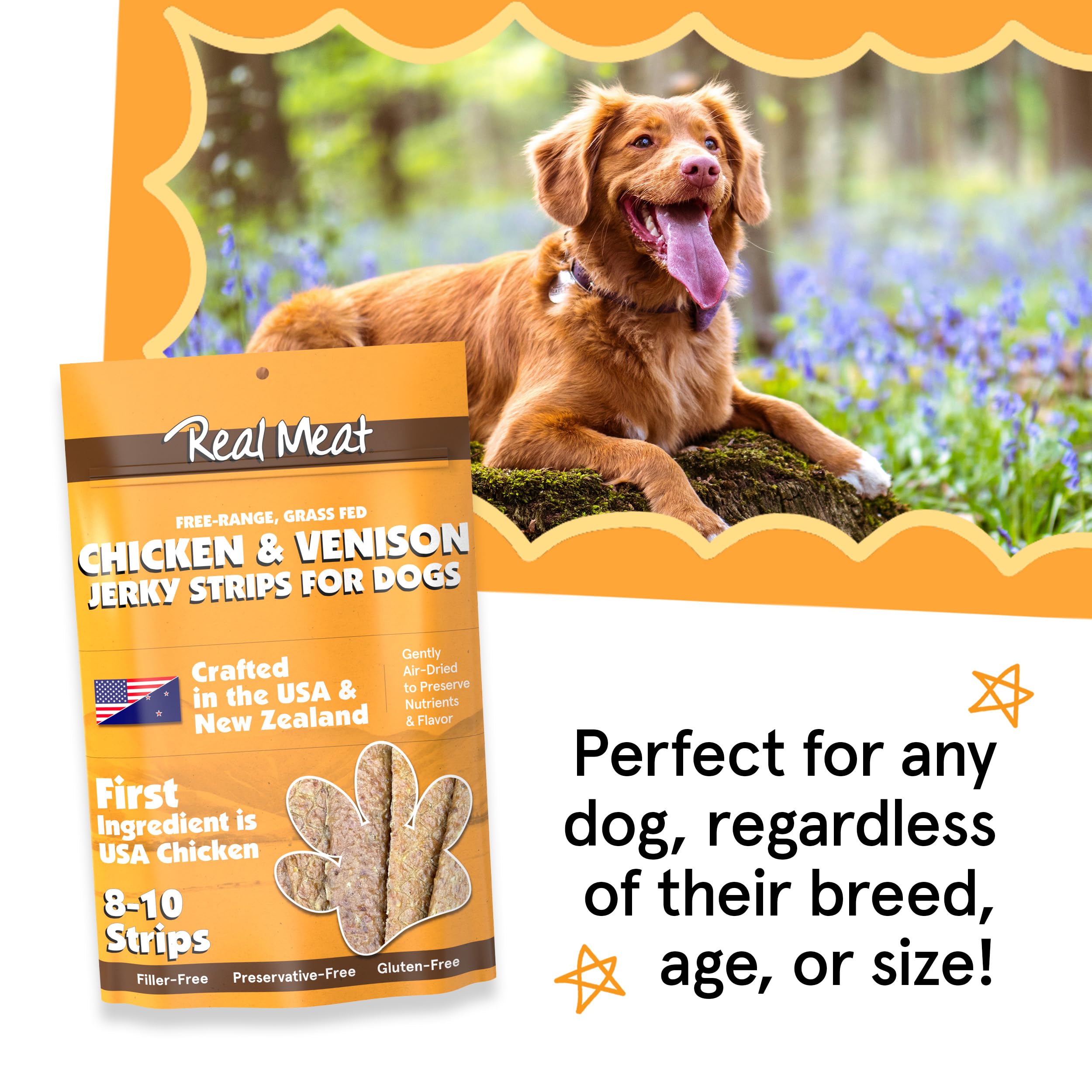 TRMC ethically sourced ingredients—made in the U.S. with cage-free chicken and grass-fed venison.