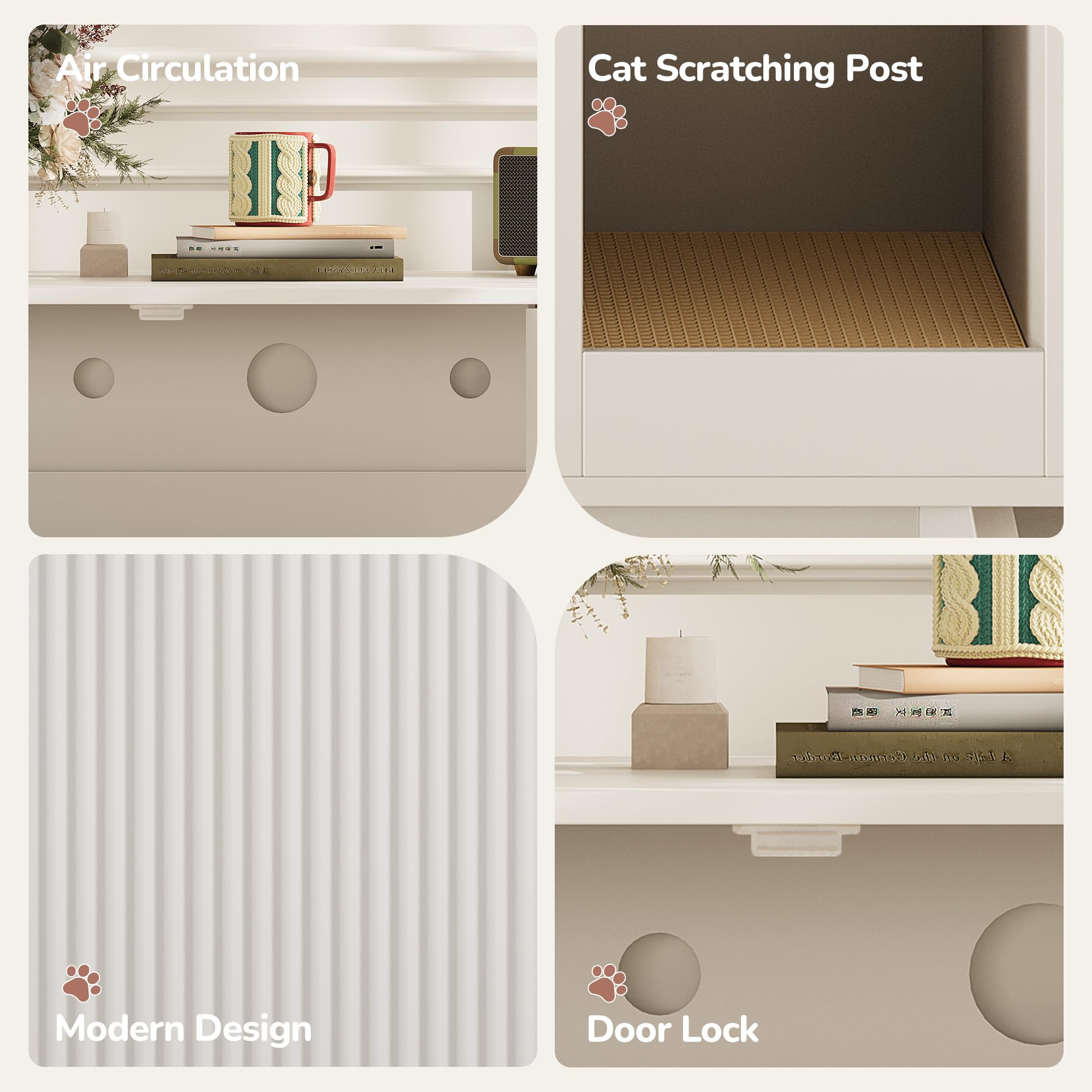 TROJM cat litter box enclosure double doors offer convenient cleaning access.