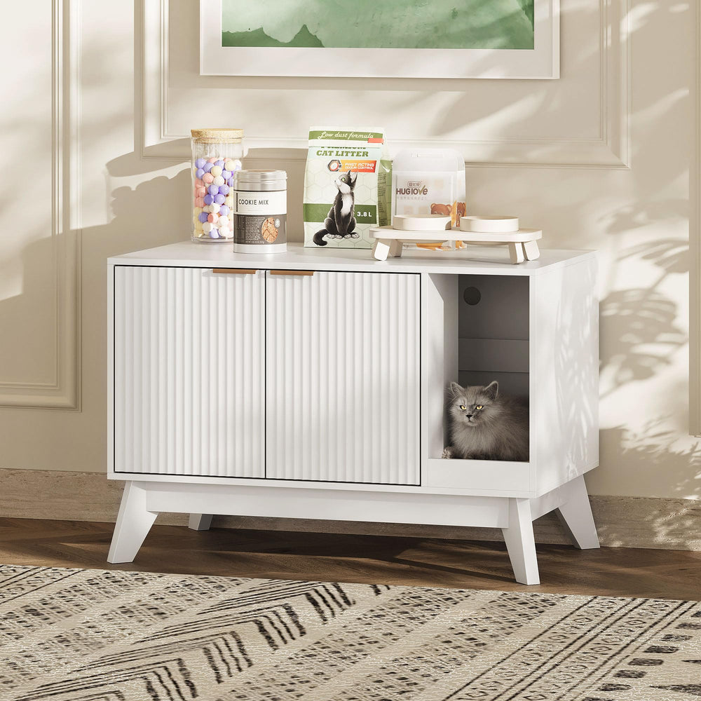 TROJM cat litter box enclosure spacious countertop for supplies and decor.
