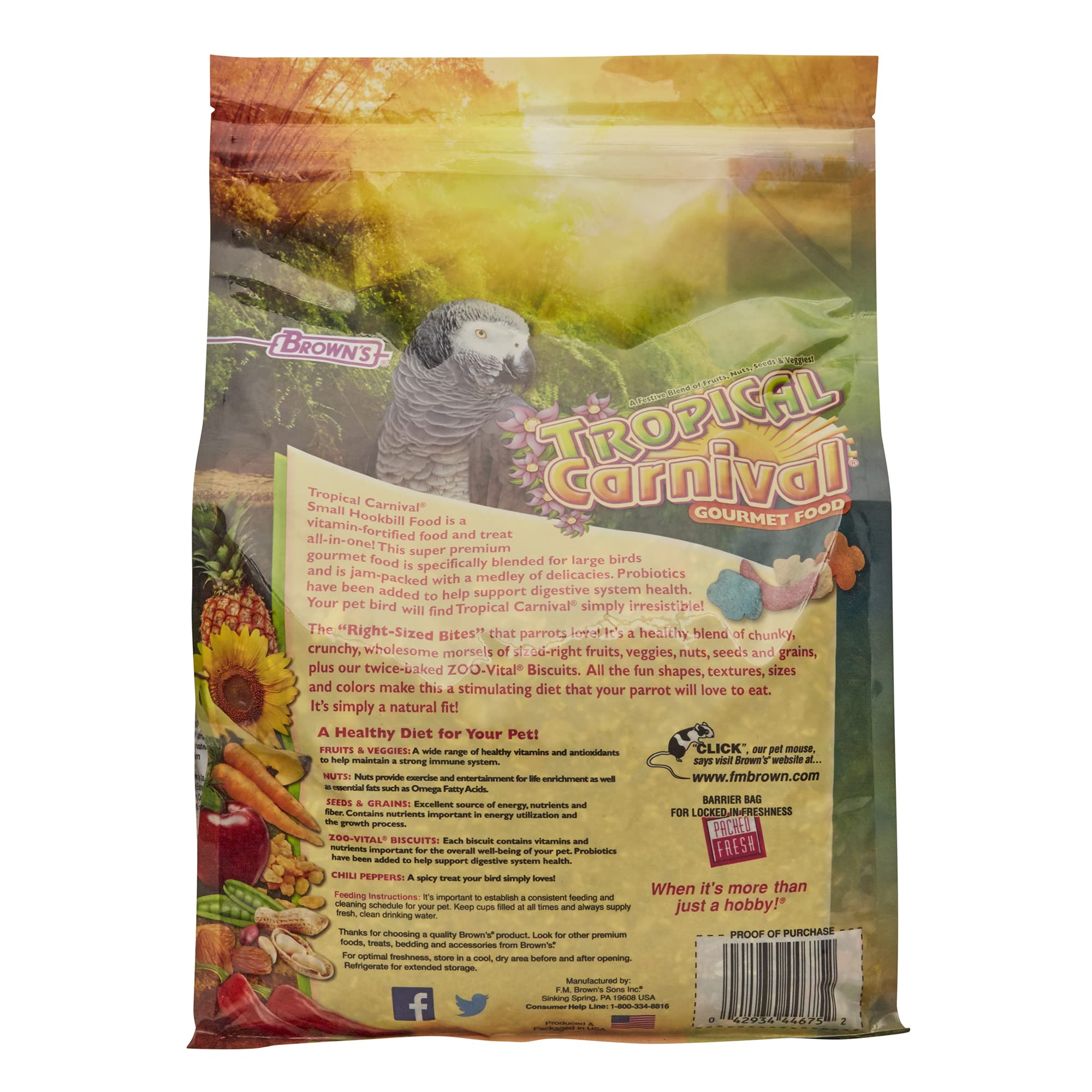 Tropical Carnival Gourmet Blend fruits nuts seeds image highlights diverse ingredients for a balanced bird diet.