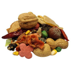 Tropical Carnival macaw ingredients closeup showcases diverse nutrition for balance.
