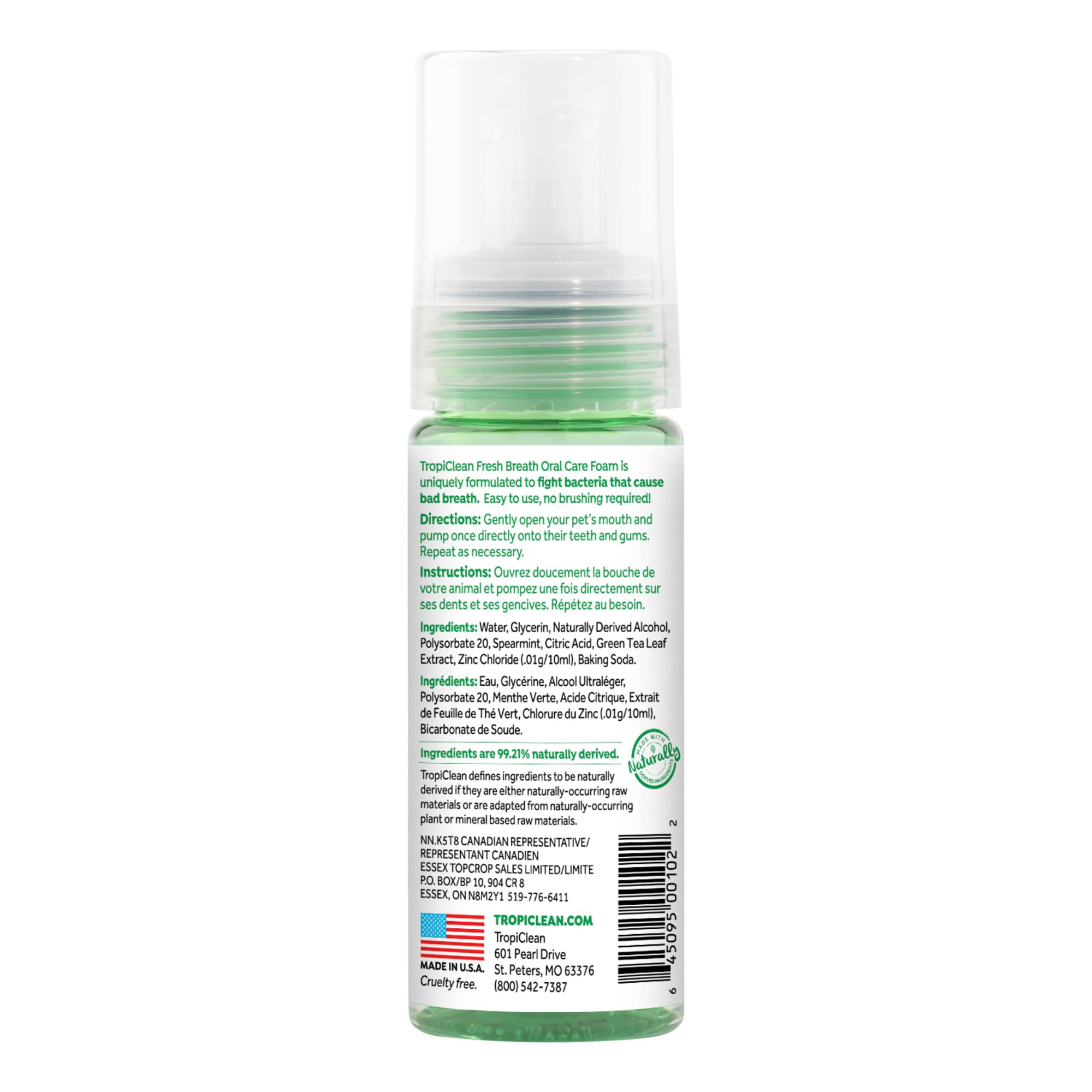 TropiClean: aplicación fácil de espuma oral para uso cómodo.