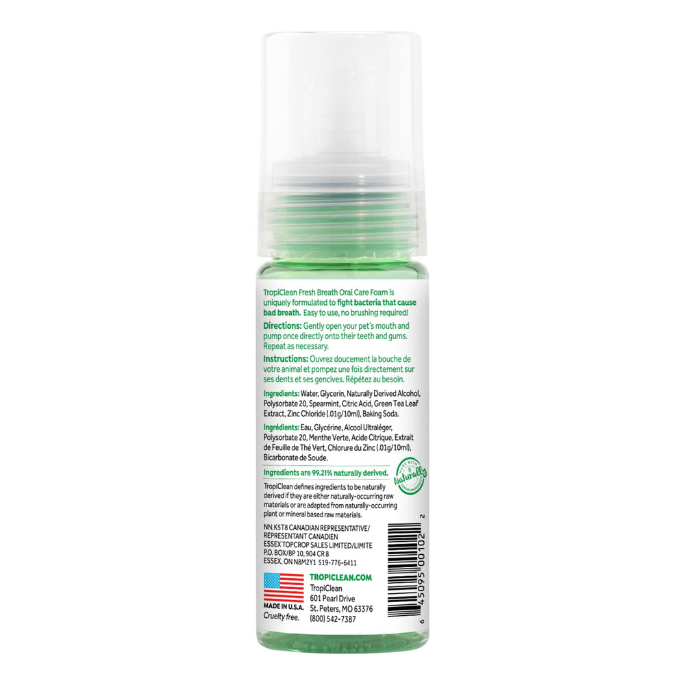 TropiClean: aplicación fácil de espuma oral para uso cómodo.