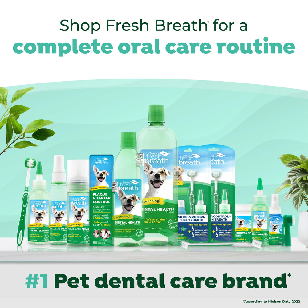 TropiClean cat dental care drops closeup shows targeted oral care for cats.