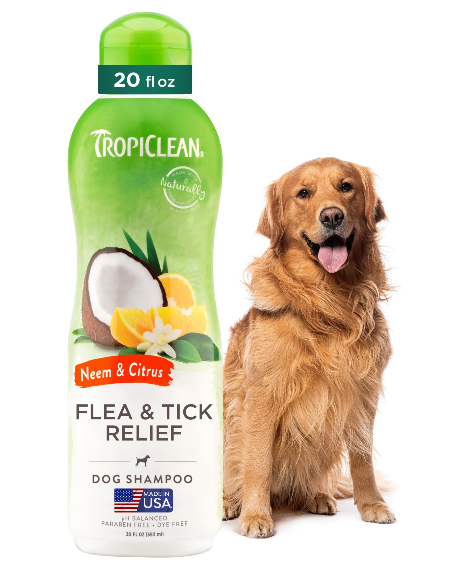 TropiClean champú cítrico para perro, espuma abundante y limpieza suave.