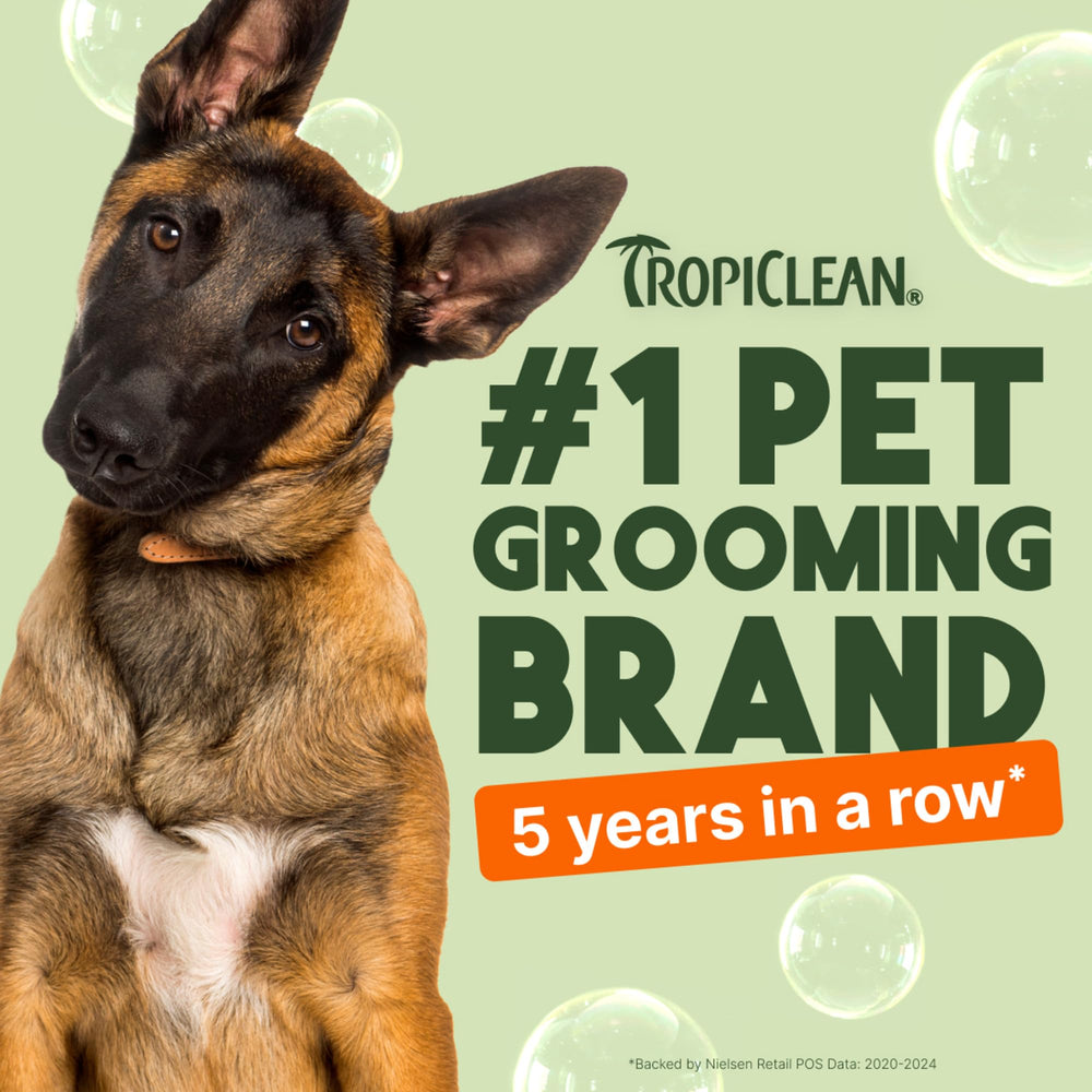 TropiClean champú cítrico para perro, aroma fresco y duradero.