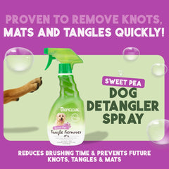 TropiClean desenredante para perros, aplicación en pelaje, suaviza nudos para cepillado más fácil.