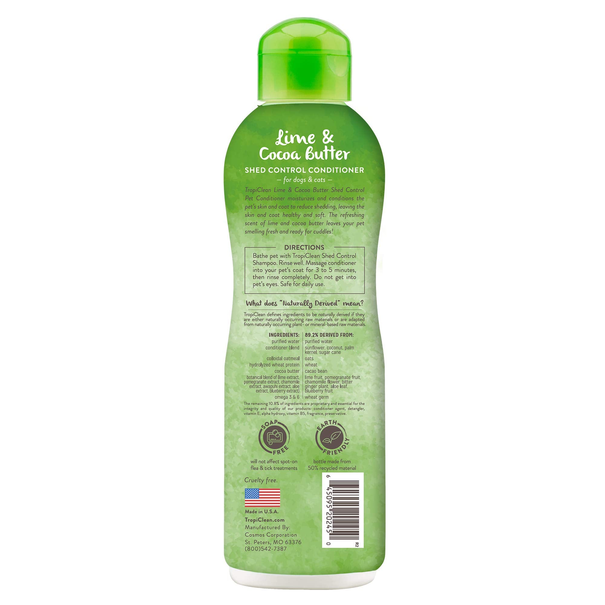 TropiClean deshedding conditioner being applied to a dog's coat for detangling.