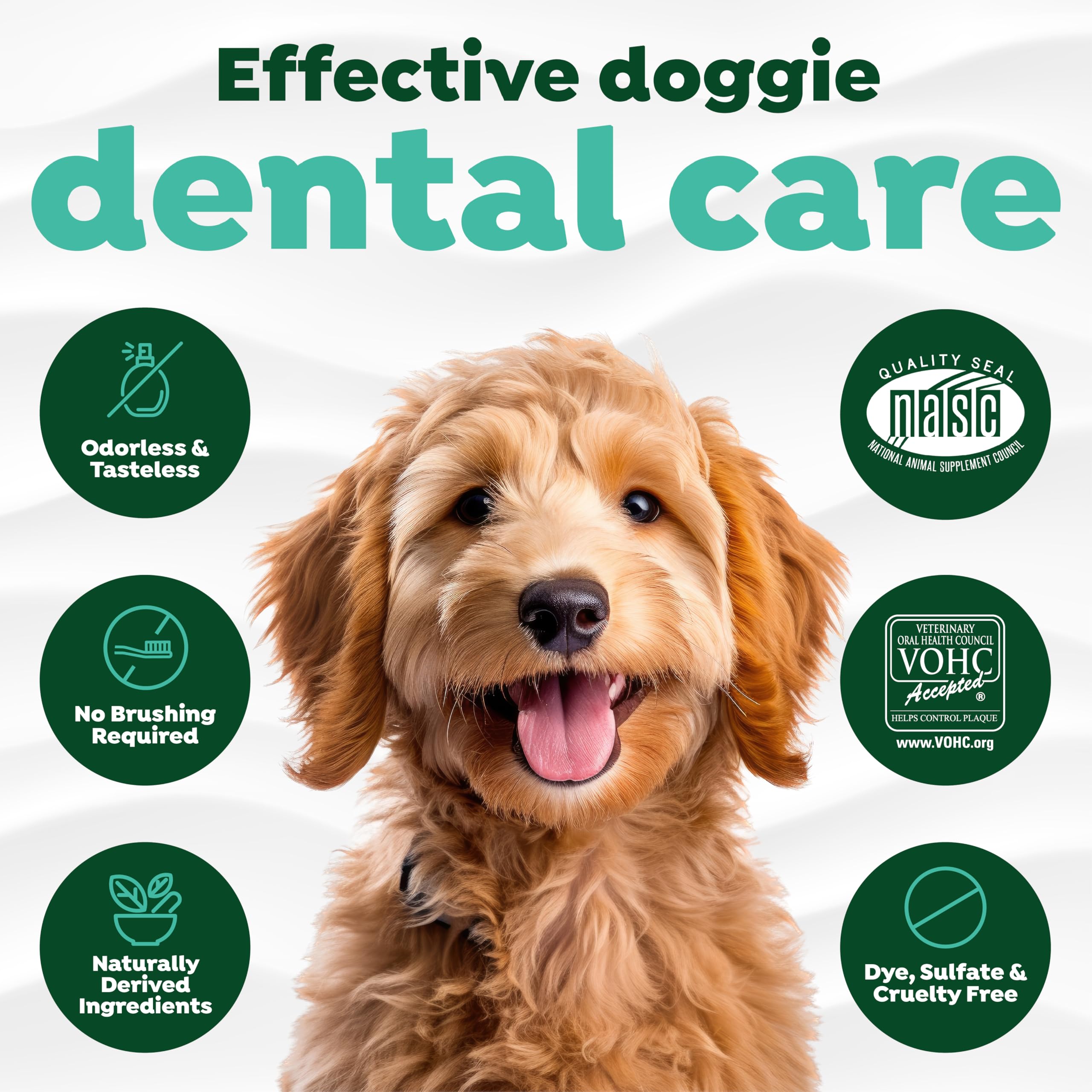 TropiClean dog-breath-freshener image shows improved breath in daily water.