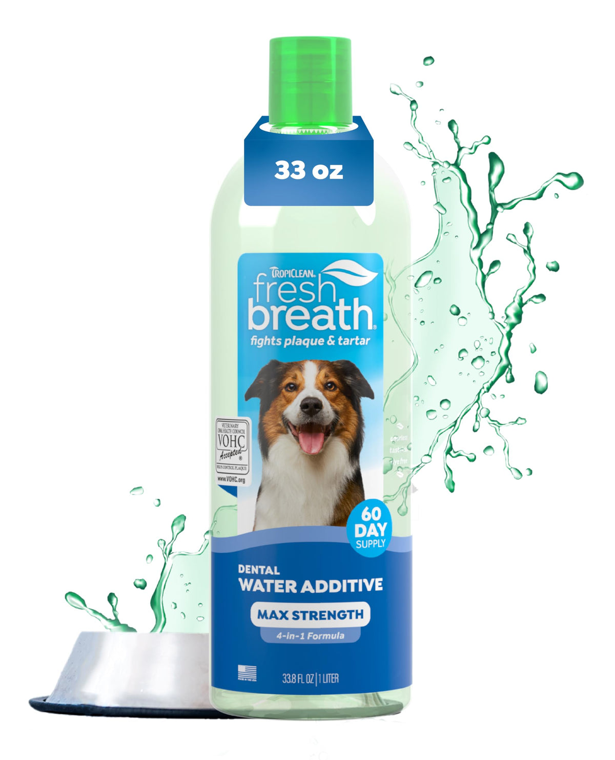 TropiClean Fresh Breath Advanced Whitening bottle supports daily dental care and breath freshness
