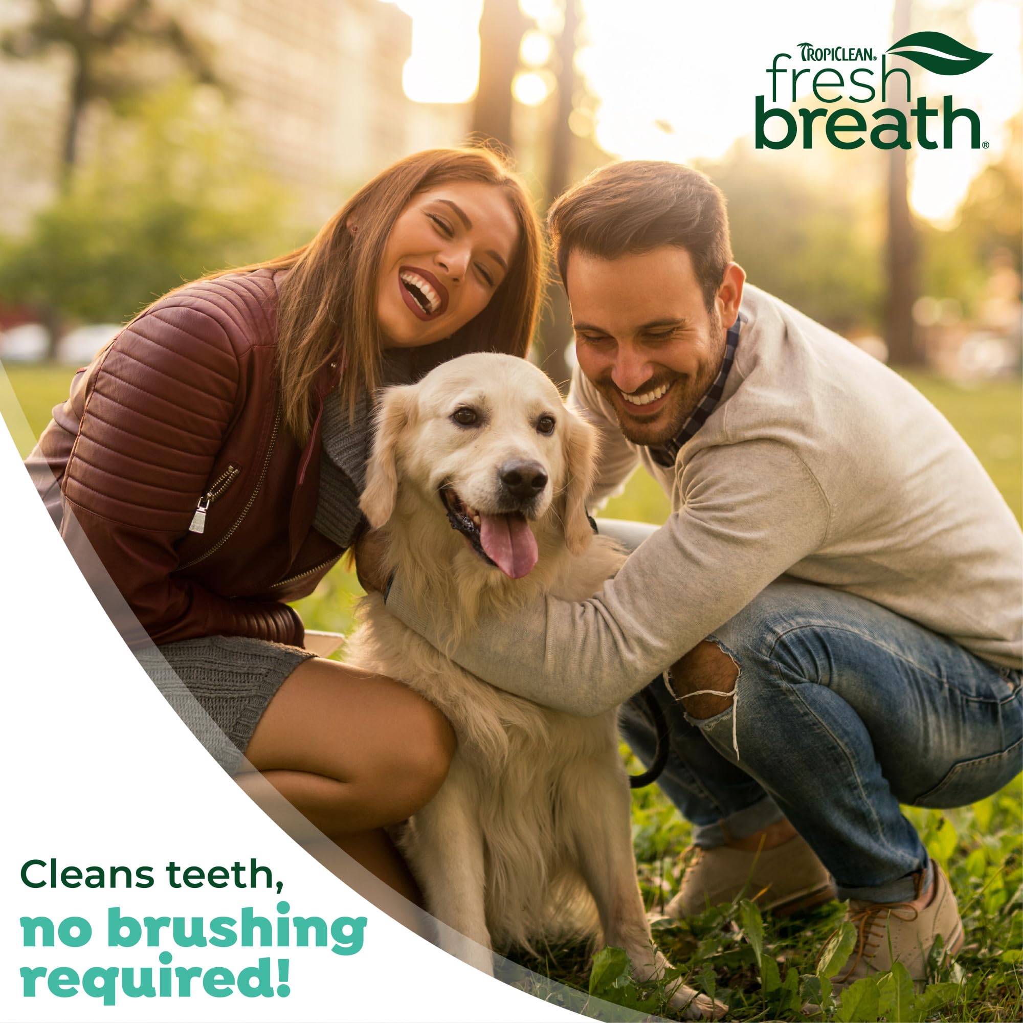 TropiClean Fresh Breath back-of-packaging image hints usage tips