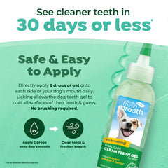 TropiClean Fresh Breath dog-licking-gel image demonstrates easy daily use
