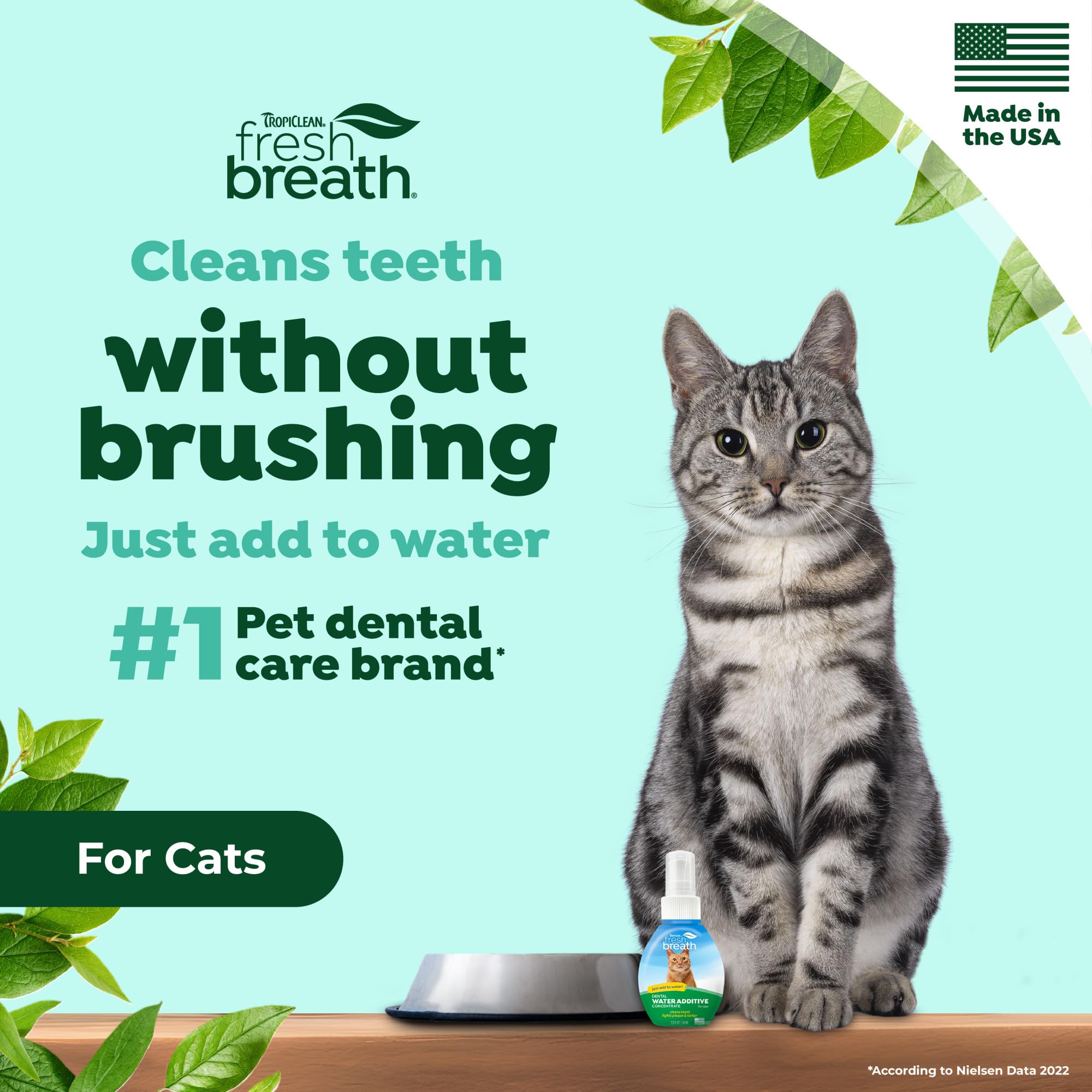 TropiClean Fresh Breath Drops dropper application enables simple dosing for cats.
