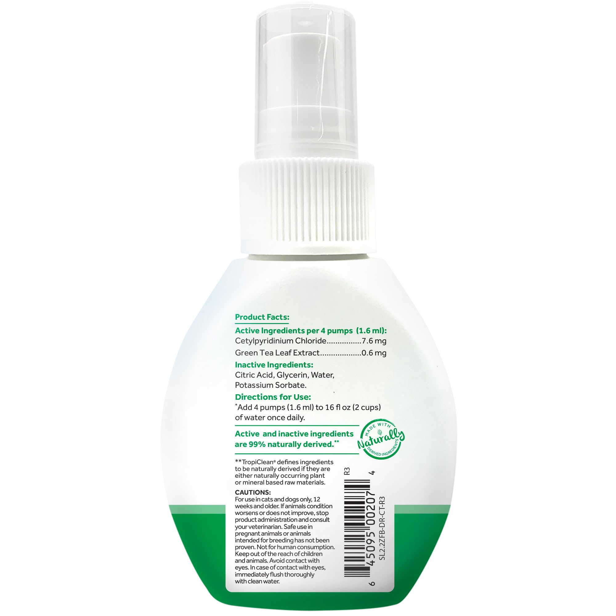 TropiClean Fresh Breath Drops travel size bottle highlights portable dental care for cats.