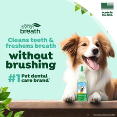TropiClean Fresh Breath gel packaging shows safe, natural ingredients for daily use