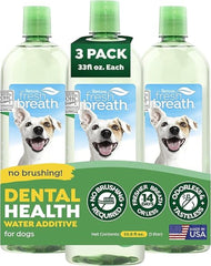 TropiClean Fresh Breath Water Additive bottle front shows easy dosing for fresher breath