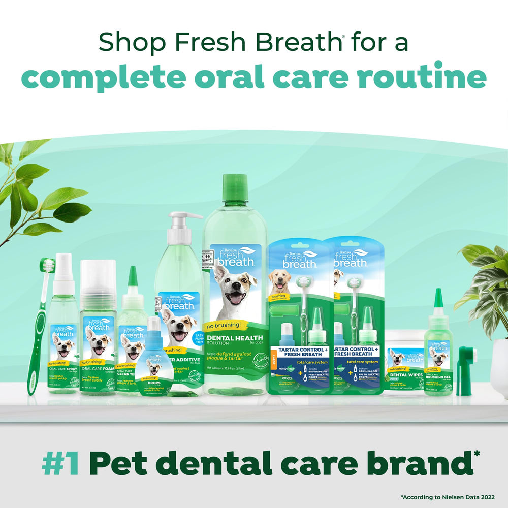 TropiClean Fresh Breath Water Additive supports daily dental maintenance for dogs
