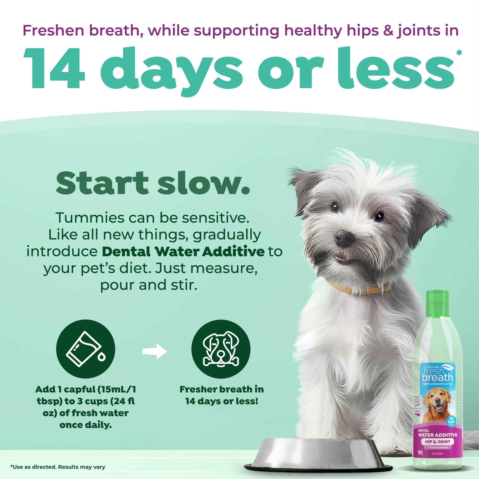 Half-dose guidance image for sensitive-stomach dogs using TropiClean