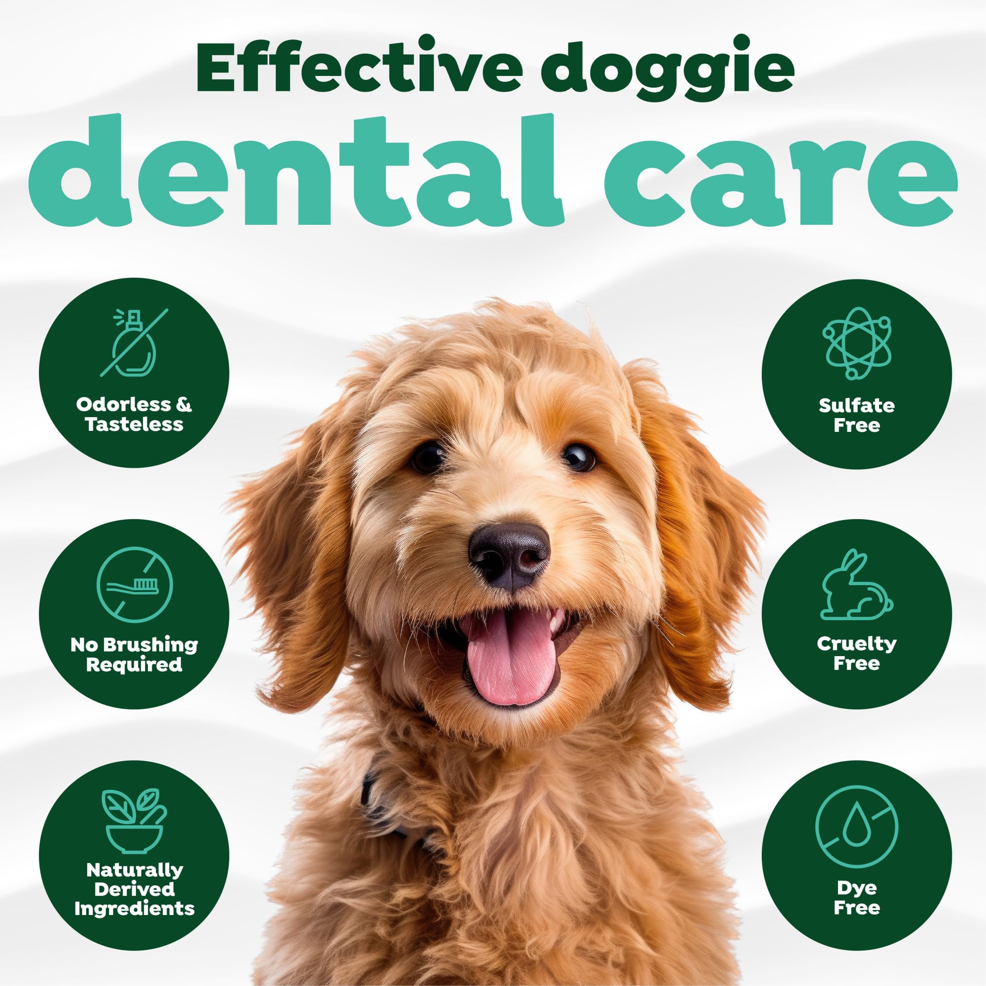 TropiClean Fresh Breath Water Additive ingredients panel highlights omegas 3 & 6 and collagen