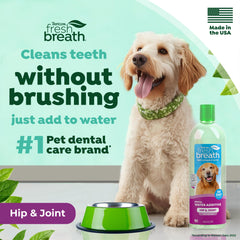 Measuring dose cup beside TropiClean bottle for easy daily use