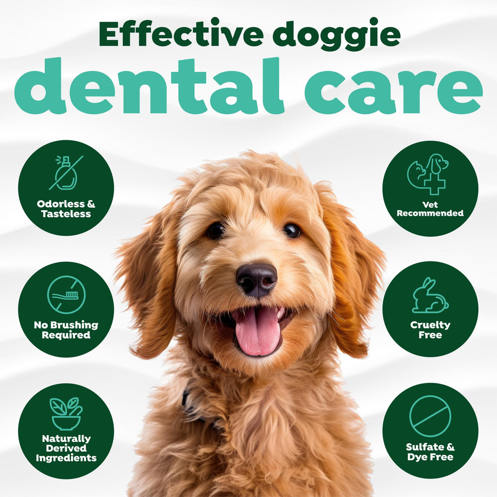 TropiClean Fresh Breath Water Additive puppy-stays-fresh: supports long-lasting breath in daily use.