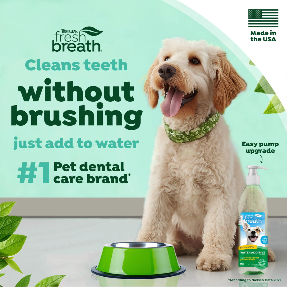 TropiClean Fresh Breath Water Additive VOHC label indicating veterinary oral health recognition