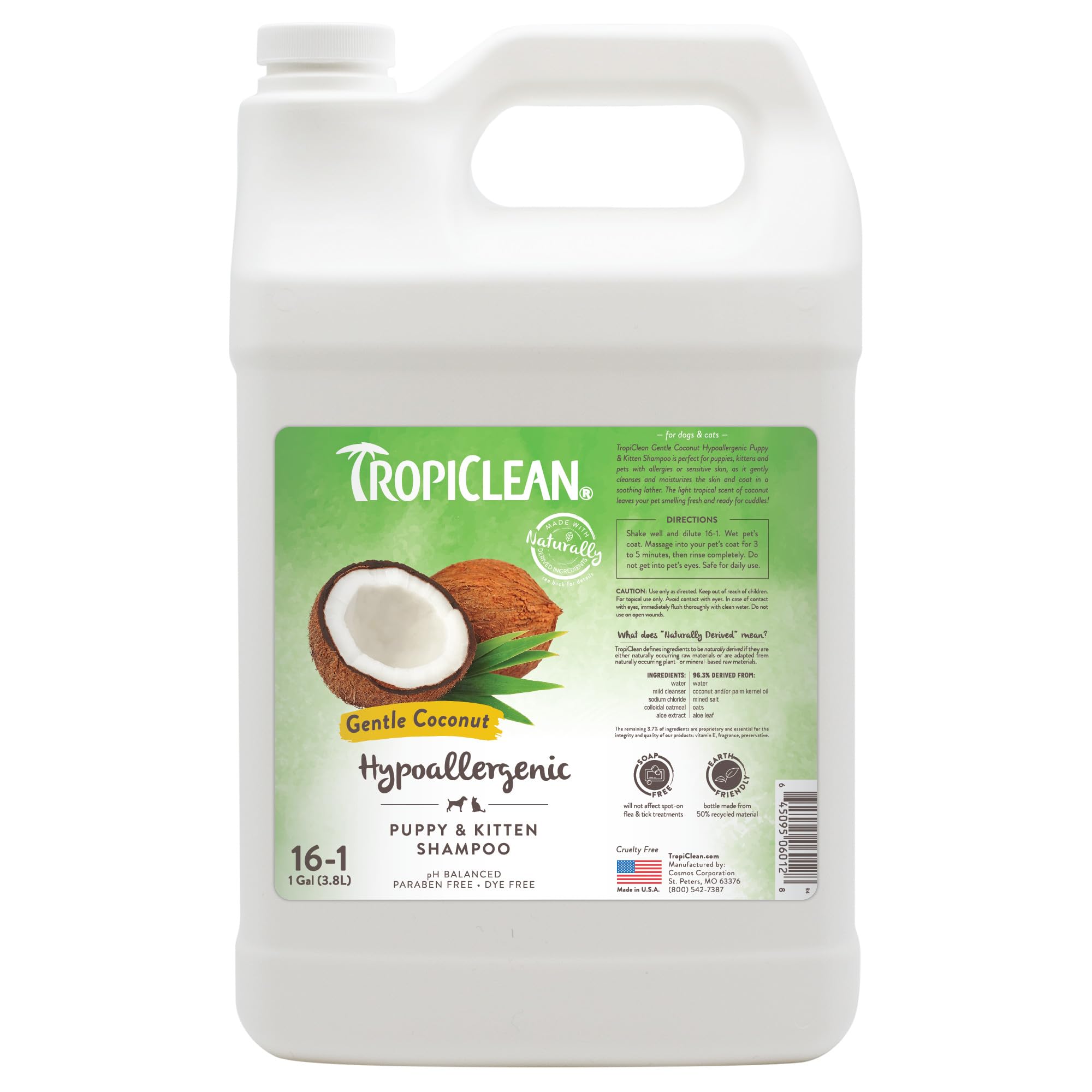 TropiClean Gentle Puppy Shampoo bottle shows a 1 gallon size for easy baths