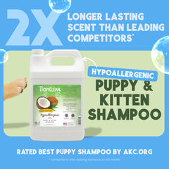 TropiClean Gentle Puppy Shampoo rich lather demonstrates gentle cleansing