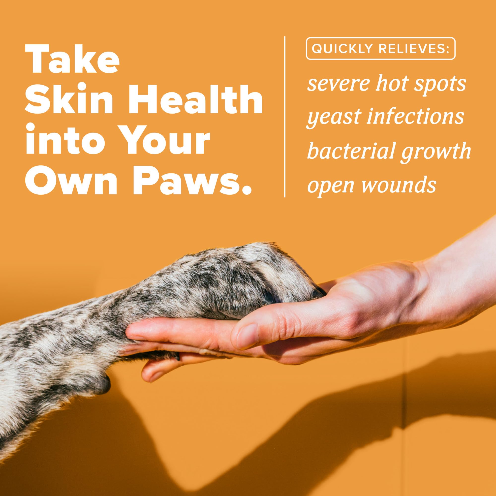 TropiClean HomeVet hot spot closeup with medicated cream contact.