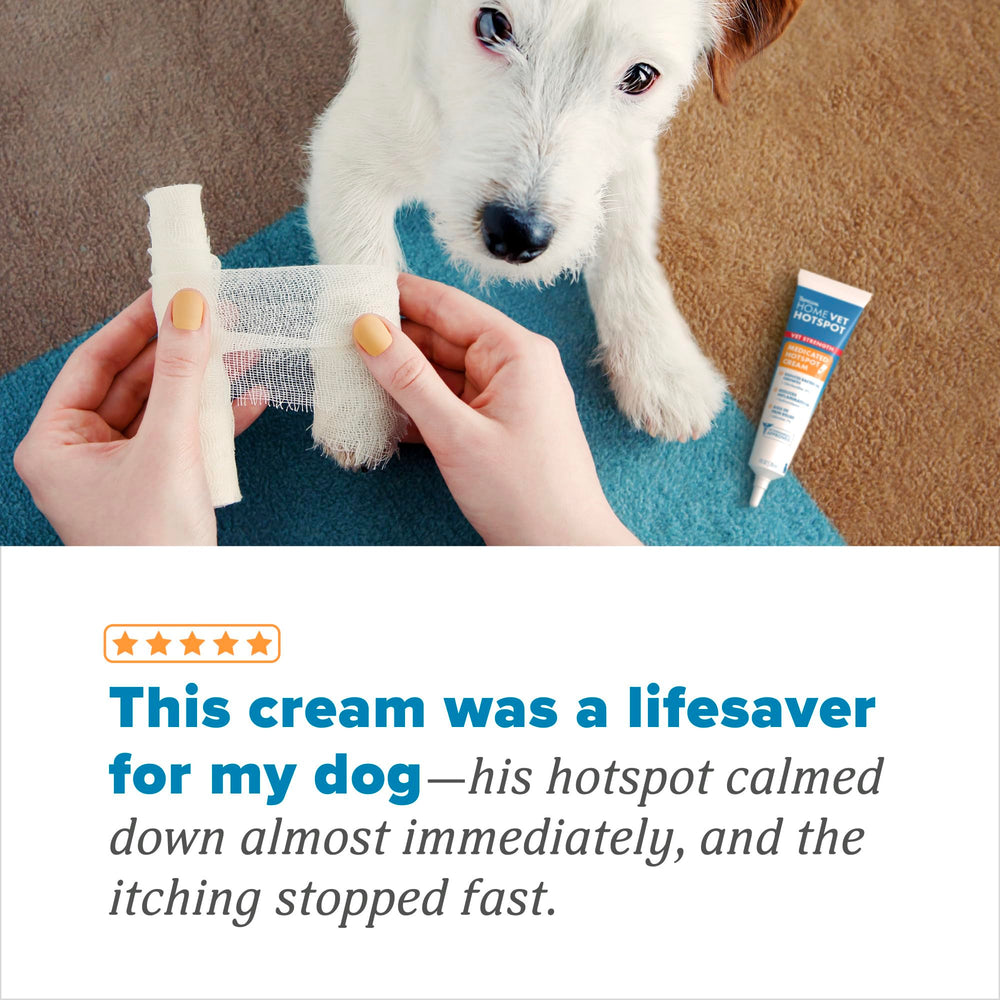 TropiClean HomeVet lidocaine hydrocortisone ingredients closeup.