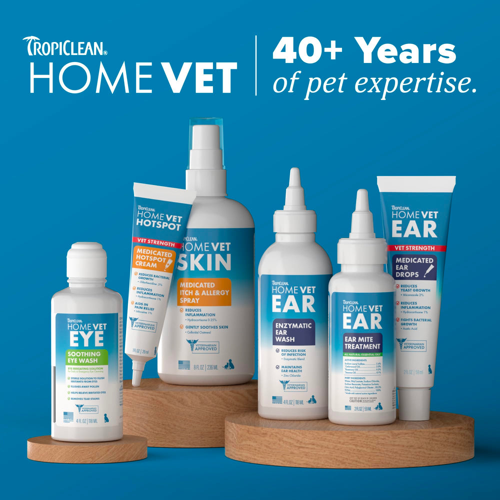 TropiClean HomeVet USA-made badge on packaging