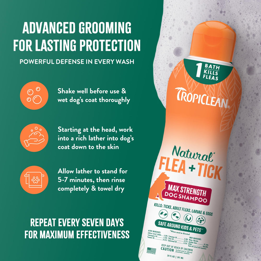 TropiClean dog bath with clean coat focus for a fresh feel