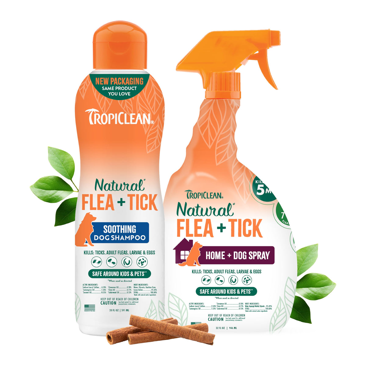 TropiClean natural flea tick shampoo bottle ready for a gentle dog bath.