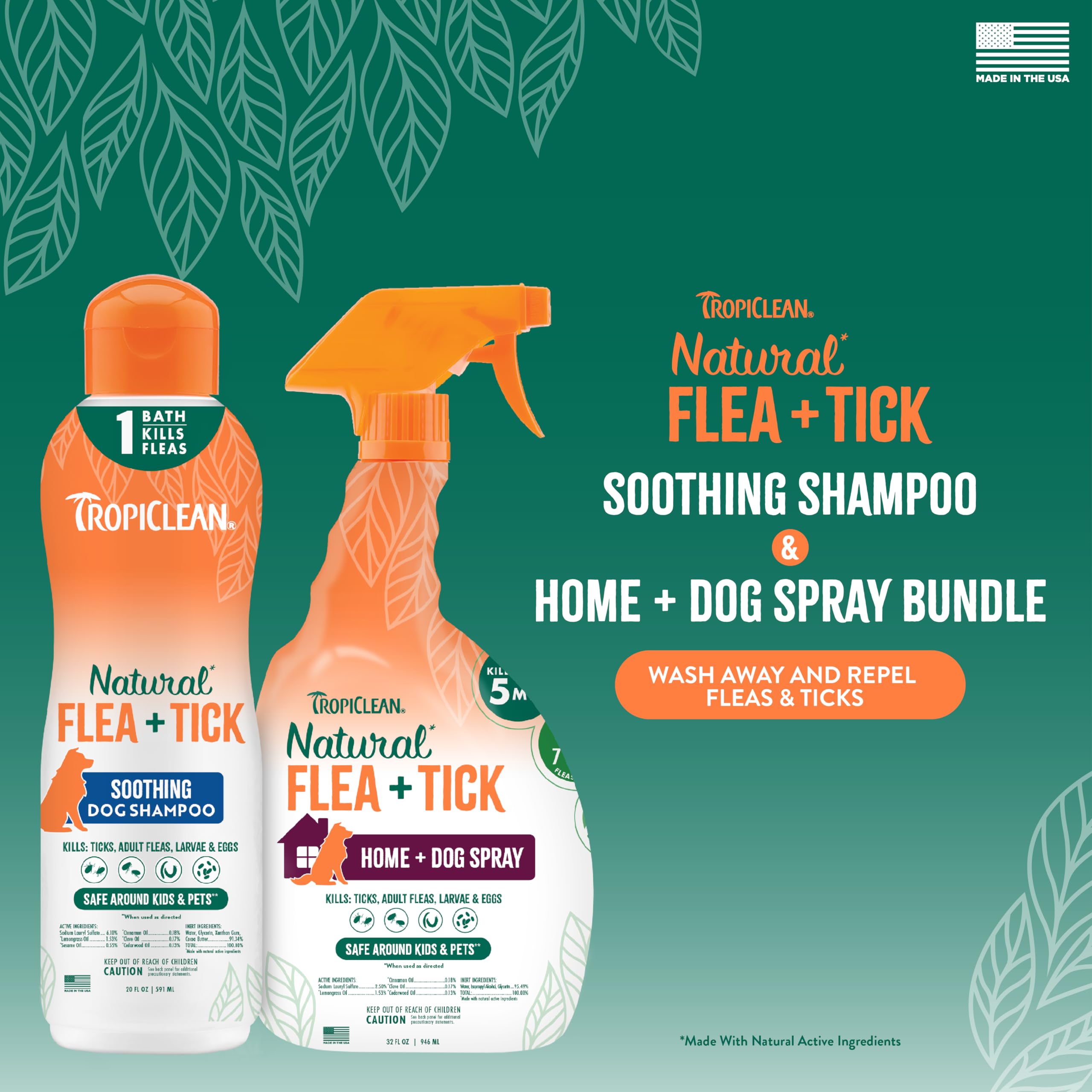 TropiClean natural flea tick shampoo lather on a dog's coat for cleansing.
