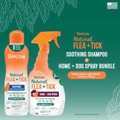 TropiClean natural flea tick shampoo lather on a dog's coat for cleansing.