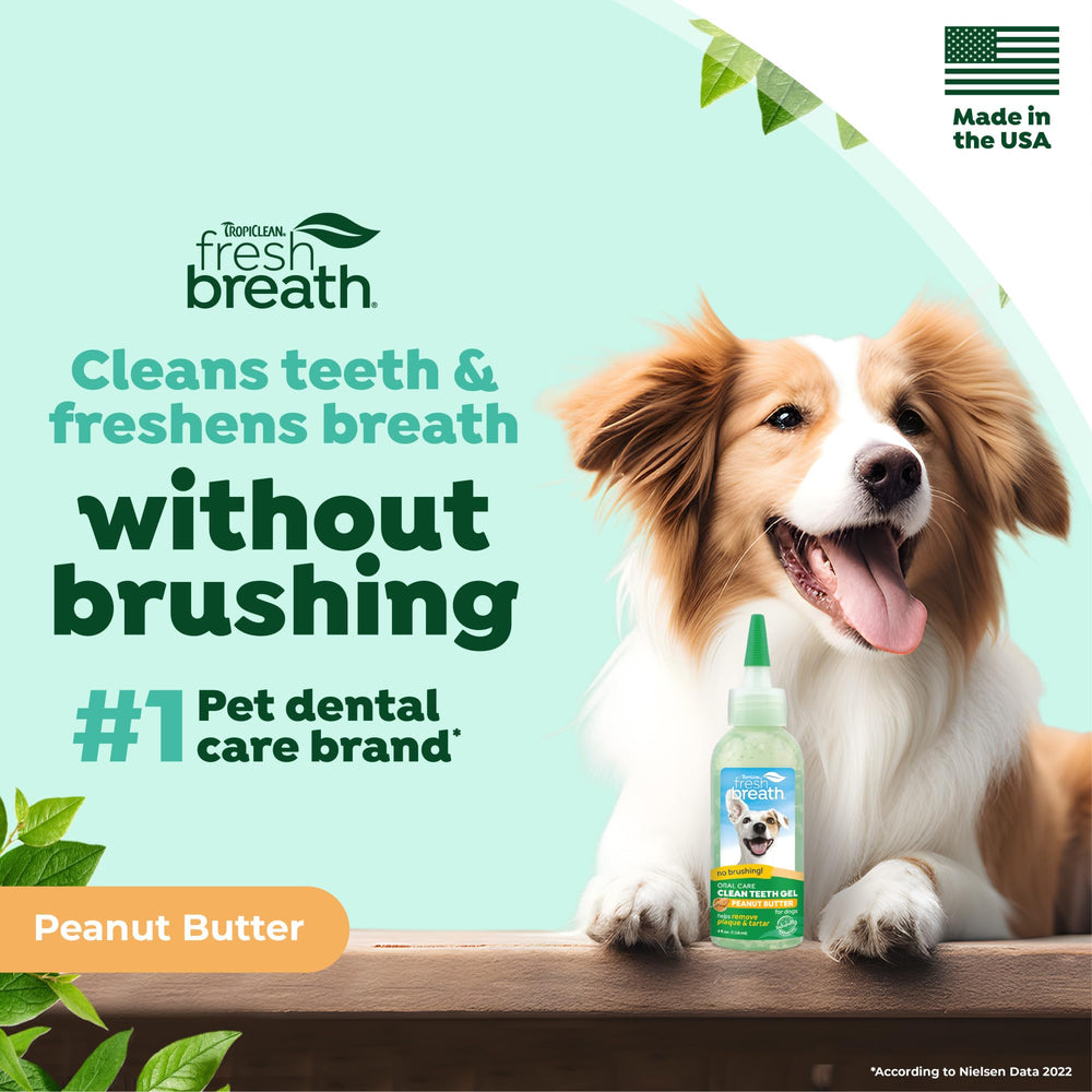 TropiClean no-brush application demonstrates easy gel-on-teeth use for busy pet owners
