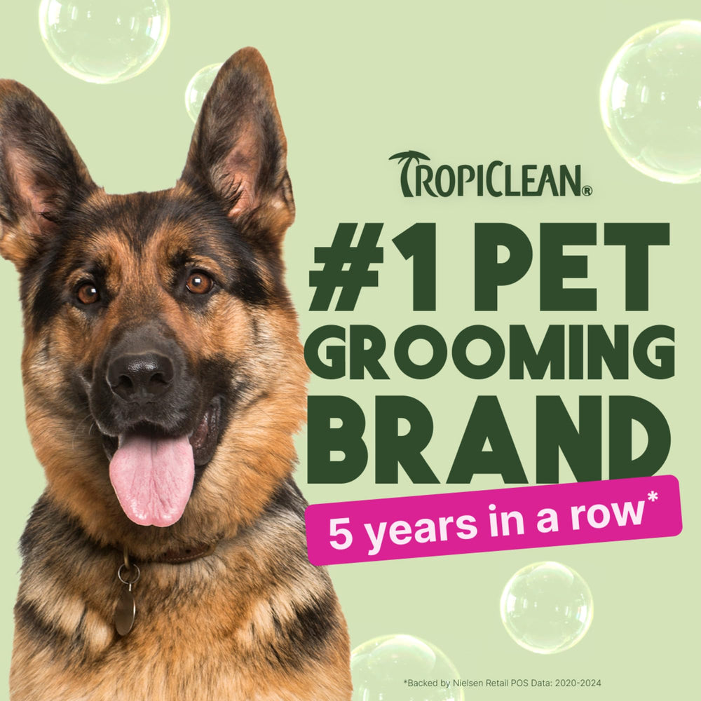 TropiClean No Rinse dry skin moisturizing emphasizes hydrating care for dry coats