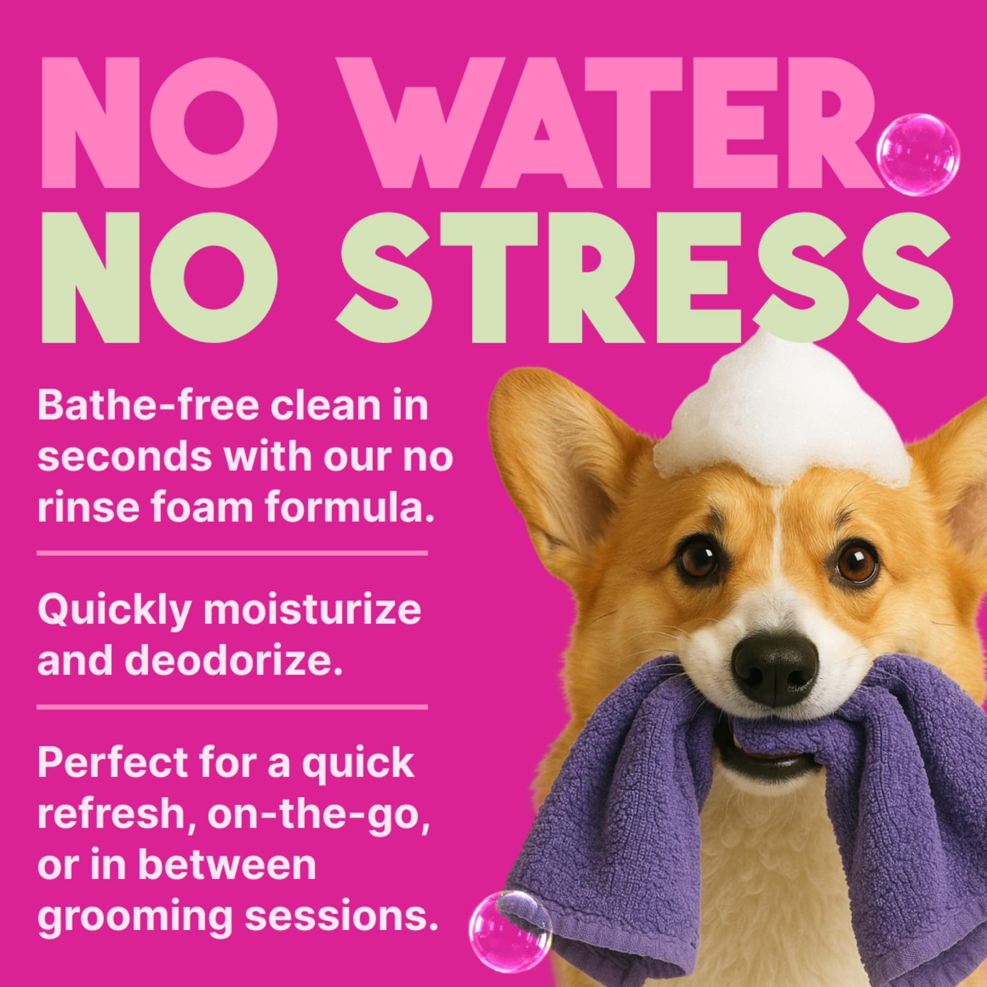 TropiClean No Rinse tearless formula suggests gentle, tear-free cleansing