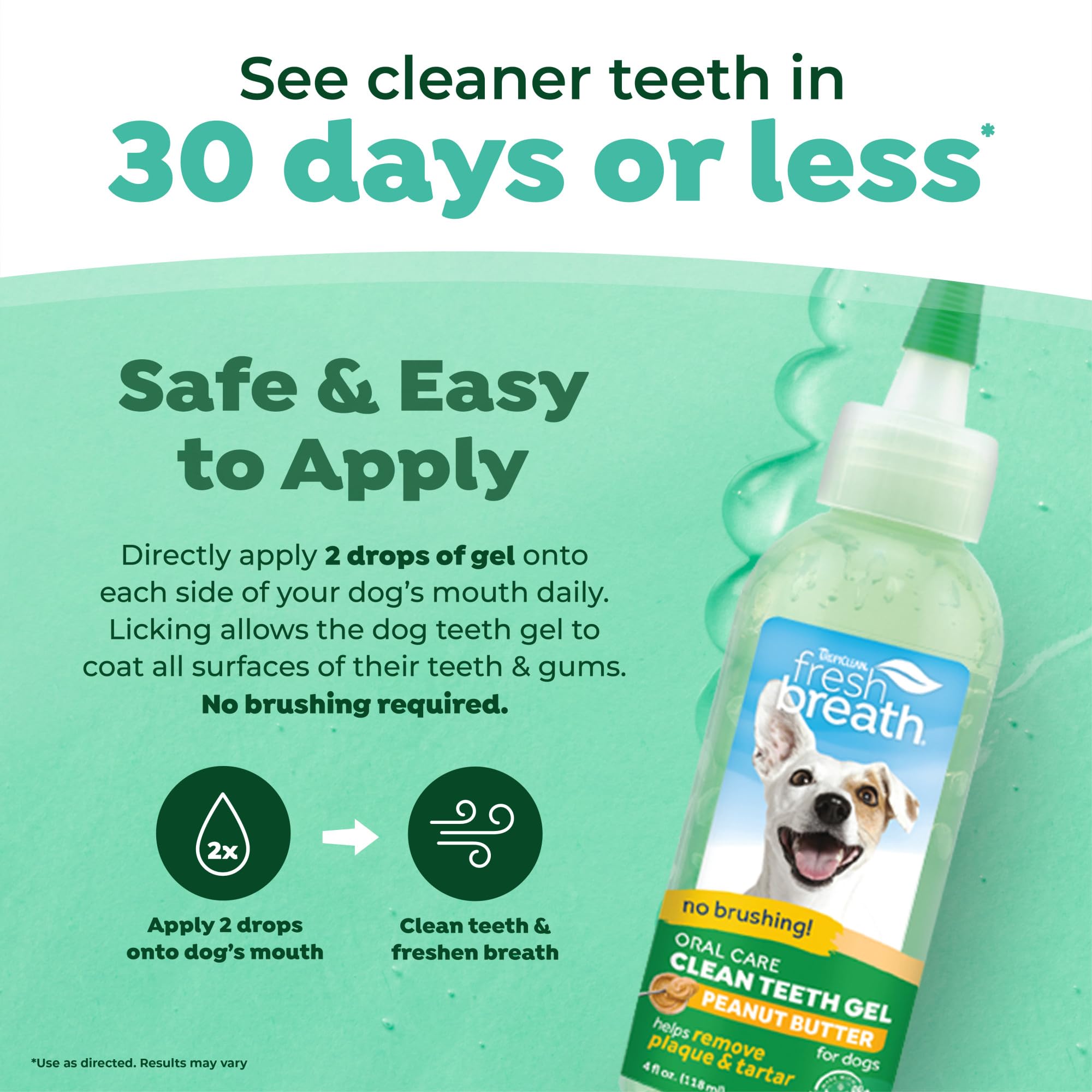 TropiClean oral care supports plaque and tartar removal on dogs' teeth