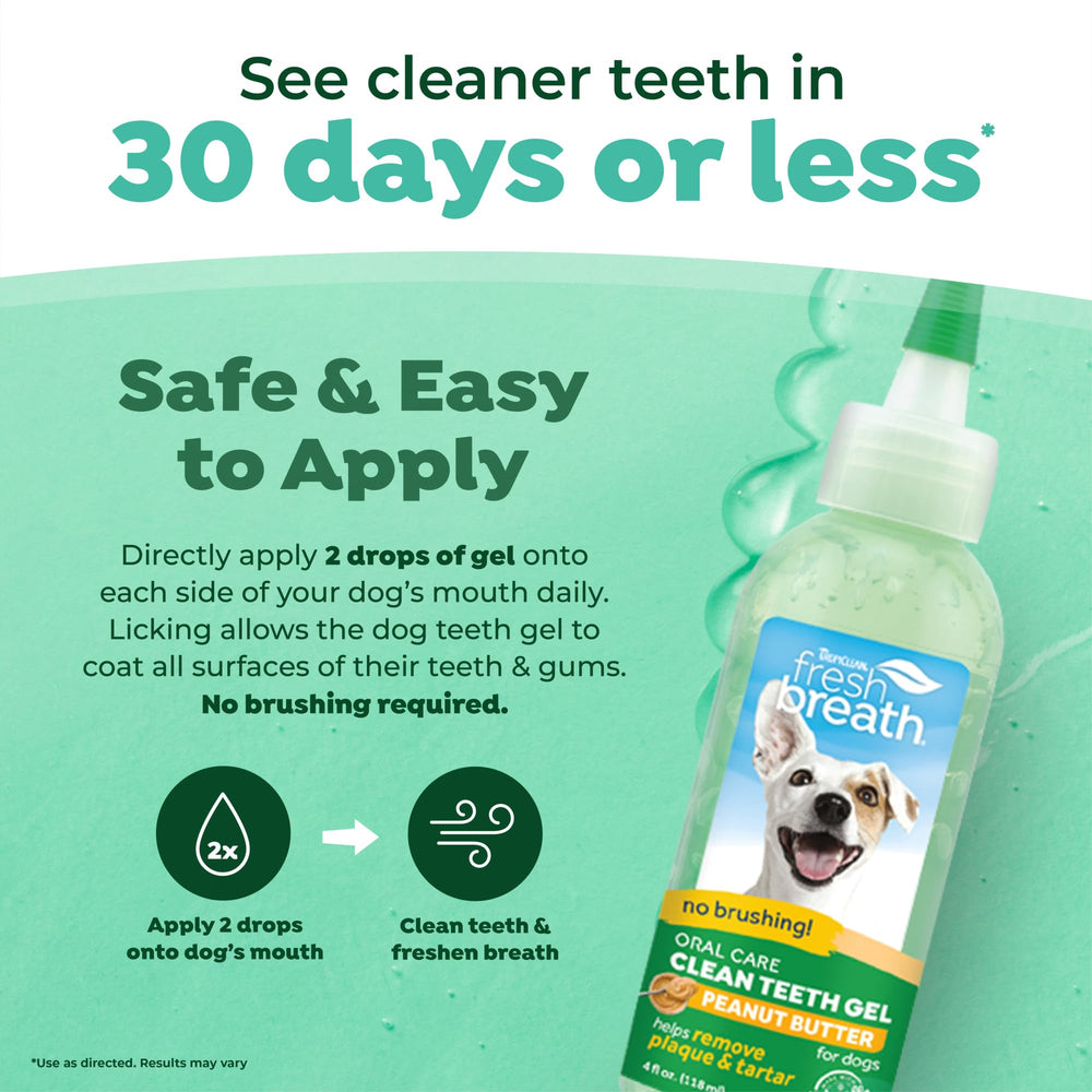 TropiClean oral care supports plaque and tartar removal on dogs' teeth