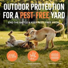 TropiClean outdoor-pest-prevention on lush lawn supports pet-safe outdoor care.