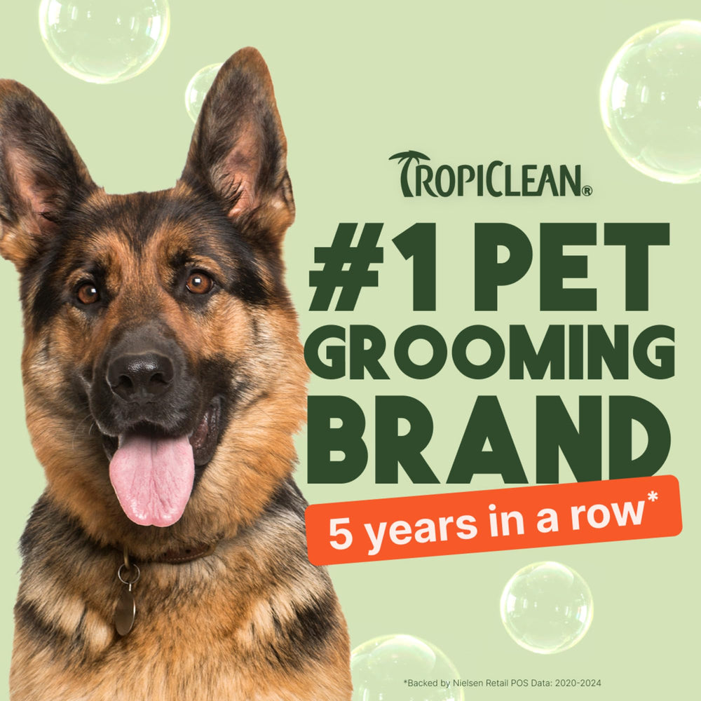 TropiClean pelo suave tras uso, sin enjuague, para perro.
