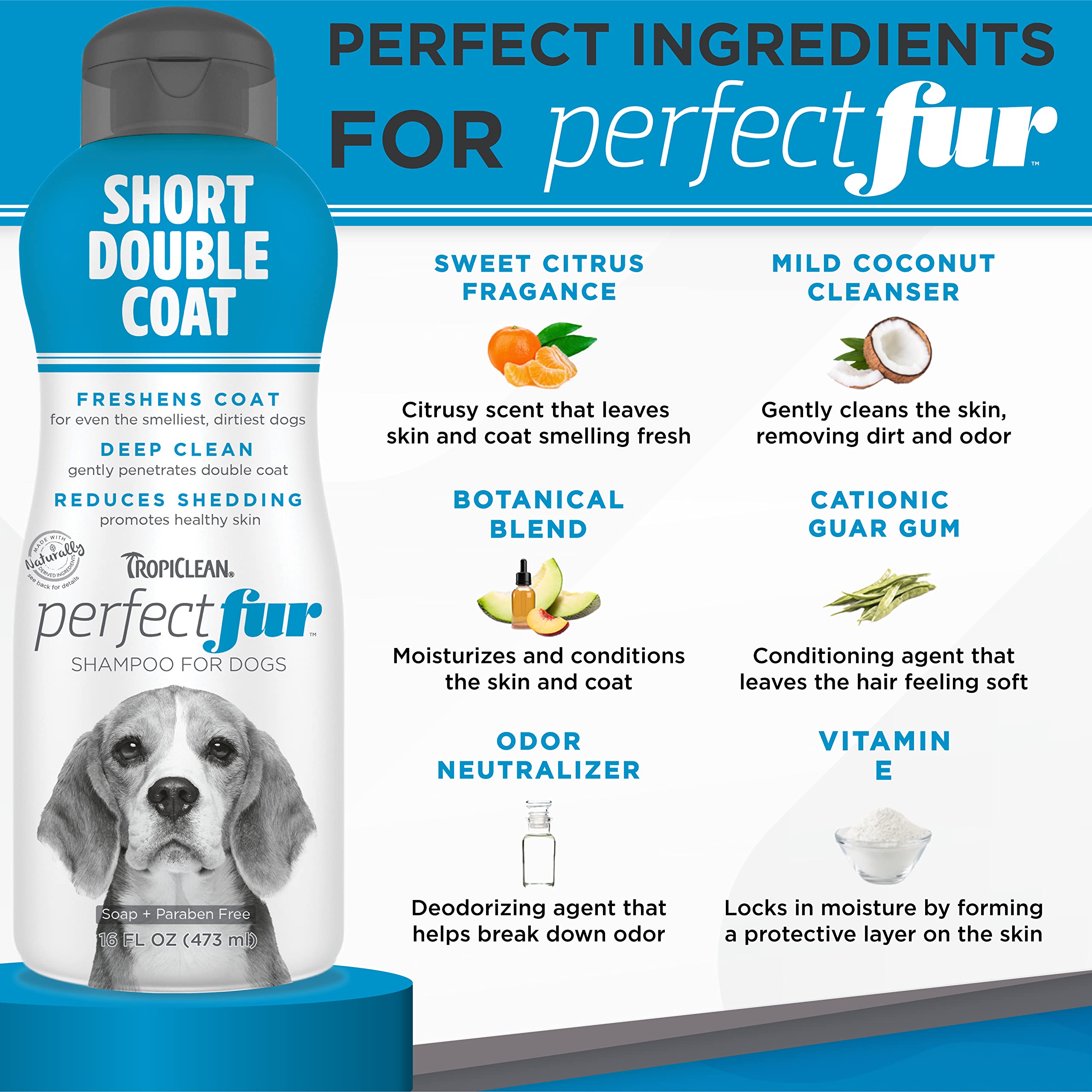 TropiClean Perfect Fur coat after wash highlights softness and a fresh scent.