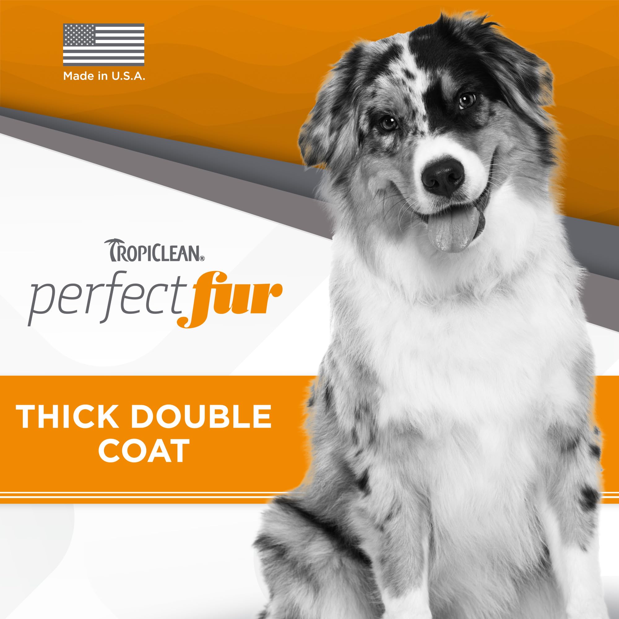 TropiClean Perfect Fur detangling coat close-up highlights softer, more manageable fur