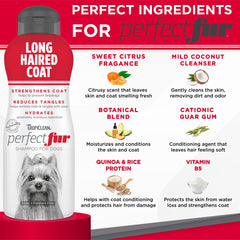 Long fur coat after wash with TropiClean Perfect Fur for softer, manageable hair